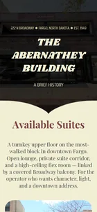 The Abernathey Building home page on a phone
